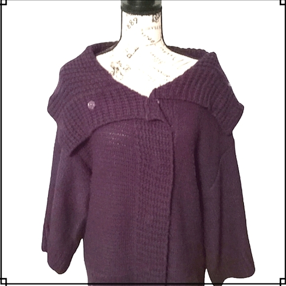 Vintage Tally Ho Oversized Exaggerated Collar Cardigan Sweater Size Lg - Picture 4 of 11